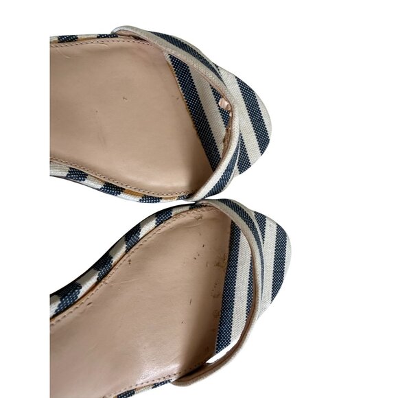 VINCE CAMUTO Blue White Striped Sandals Heels Size 11 NEW NWOB - Picture 6 of 9